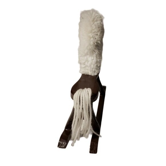 Handcrafted Brown & White Wooden Rocking Horse Toy Decor - Picture 4 of 8